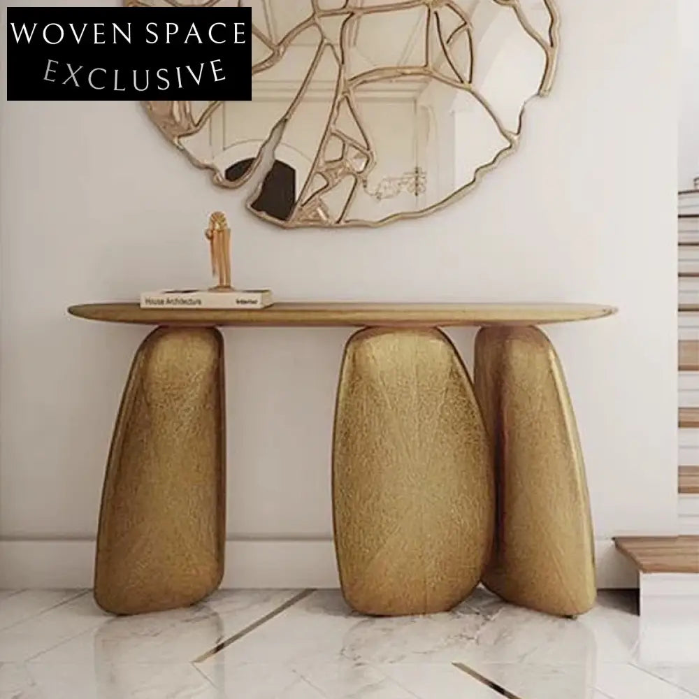 Elegant Gold Metal Console Table for Modern Living Room Entryway Decor