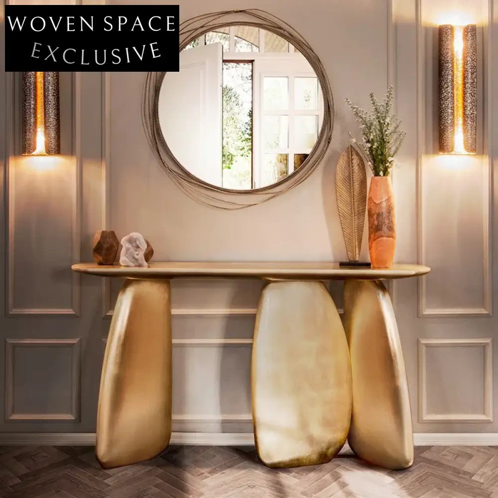 Elegant Gold Metal Console Table for Modern Living Room Entryway Decor