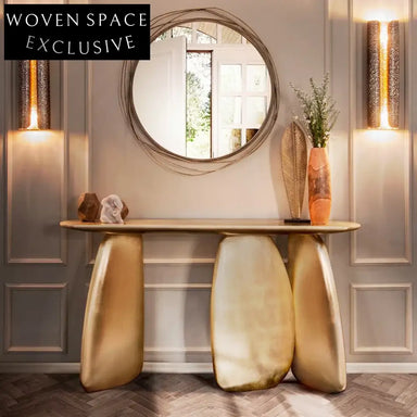 Elegant Gold Metal Console Table for Modern Living Room Entryway Decor