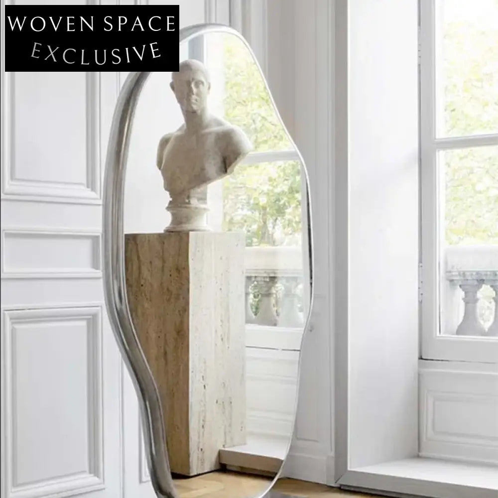 Elegant Gold Metal Full-Length Floor Mirror for Home & Salon Decor