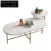 Elegant Gold Metal Oval Marble Top Modern Living Room Center Coffee Table