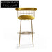 Elegant Gold Metal Yellow Velvet High Back Bar Height Stool