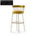 Elegant Gold Metal Yellow Velvet High Back Bar Height Stool