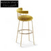 Elegant Gold Metal Yellow Velvet High Back Bar Height Stool