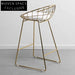 Elegant Gold Stainless Steel Bertoia Wire Frame Cushioned Bar Stool