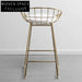 Elegant Gold Stainless Steel Bertoia Wire Frame Cushioned Bar Stool