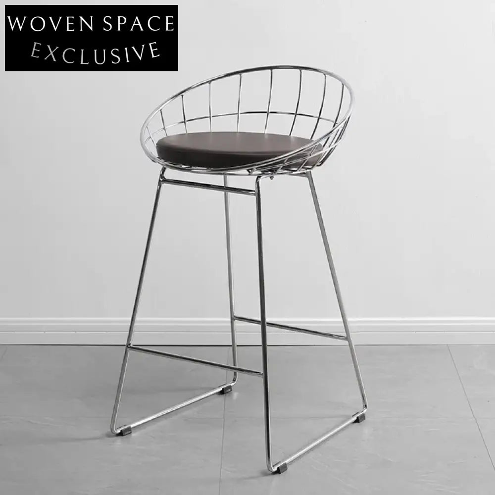 Elegant Gold Stainless Steel Bertoia Wire Frame Cushioned Bar Stool