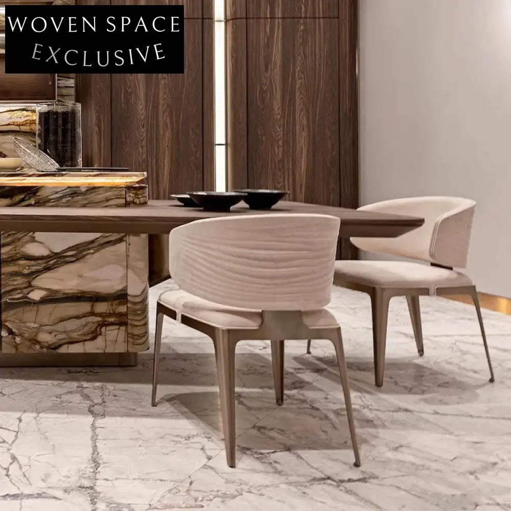 Elegant Gold Stainless Steel Frame Leather Upholstered Modern Dining Chair