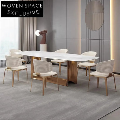 Elegant Gold Stainless Steel Frame Leather Upholstered Modern Dining Chair