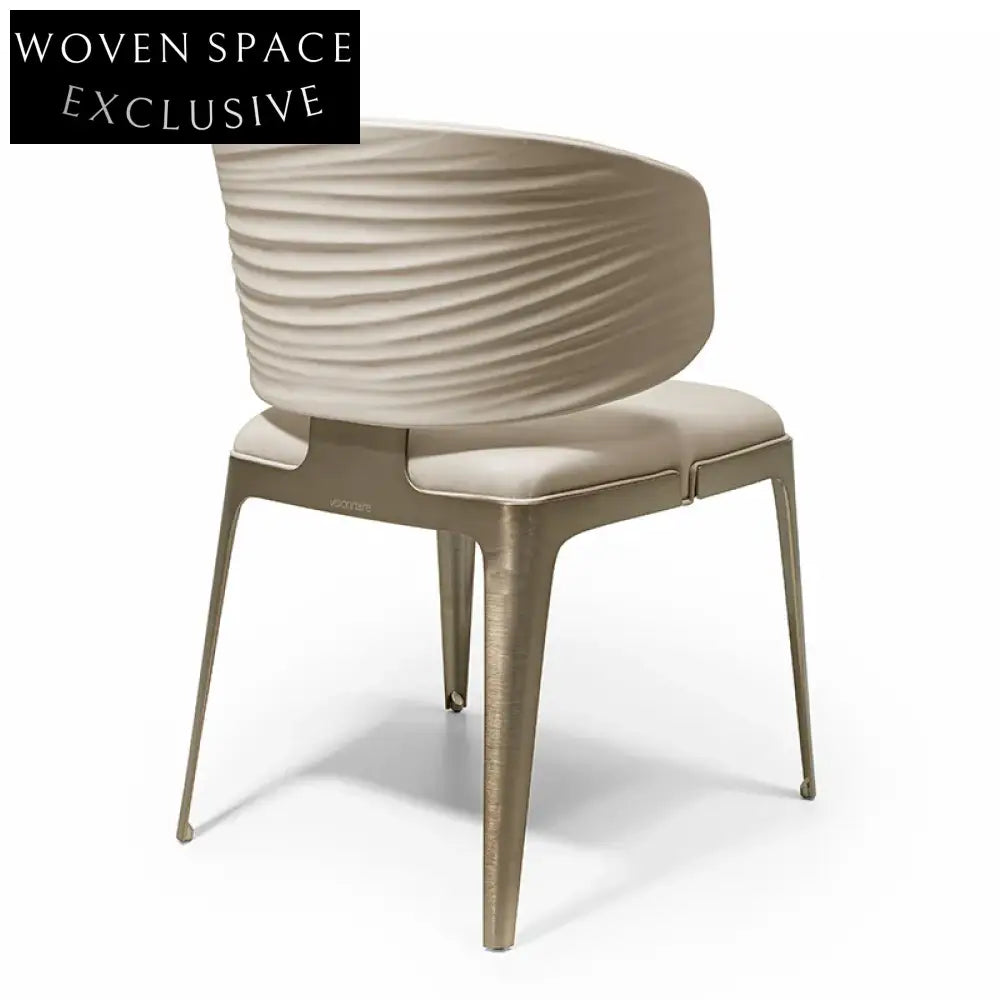 Elegant Gold Stainless Steel Frame Leather Upholstered Modern Dining Chair