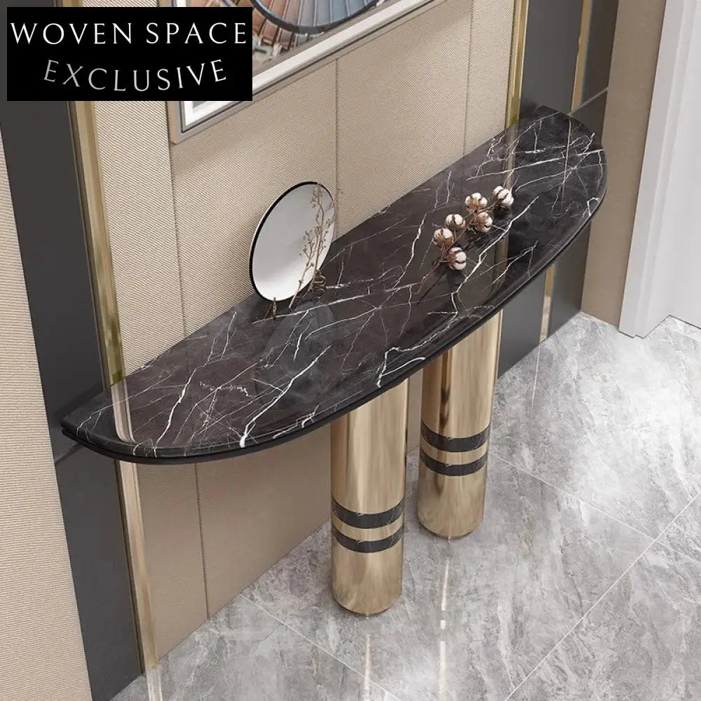 Elegant Gold Stainless Steel Frame Marble Top Hallway Living Room Console Table