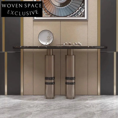 Elegant Gold Stainless Steel Frame Marble Top Hallway Living Room Console Table