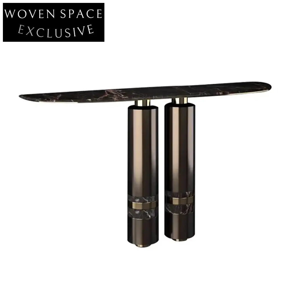 Elegant Gold Stainless Steel Frame Marble Top Hallway Living Room Console Table