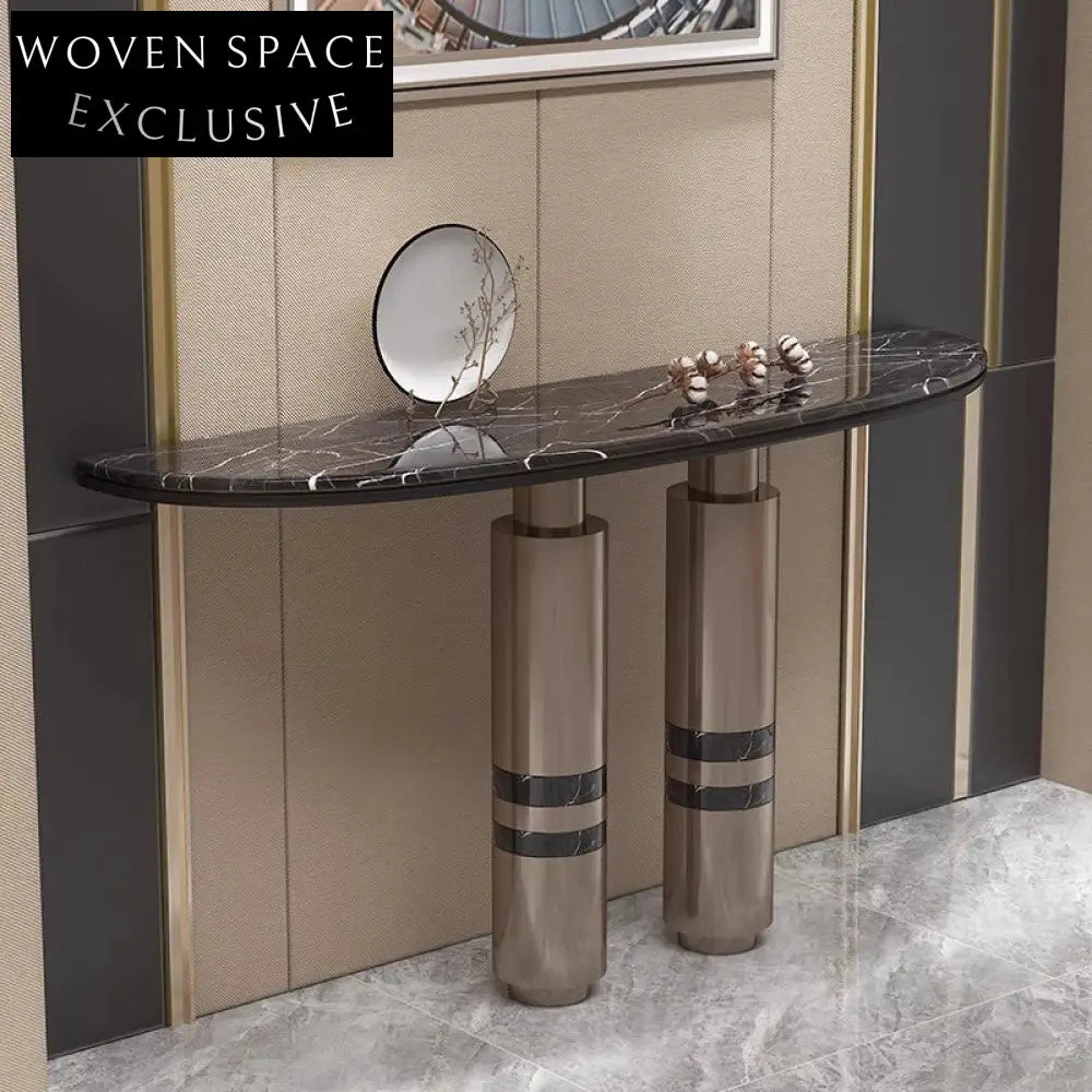 Elegant Gold Stainless Steel Frame Marble Top Hallway Living Room Console Table