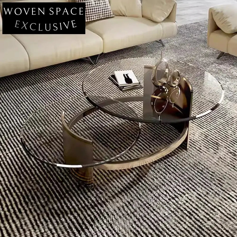 Elegant Gold Stainless Steel Glass Top Modern Living Room Coffee Table