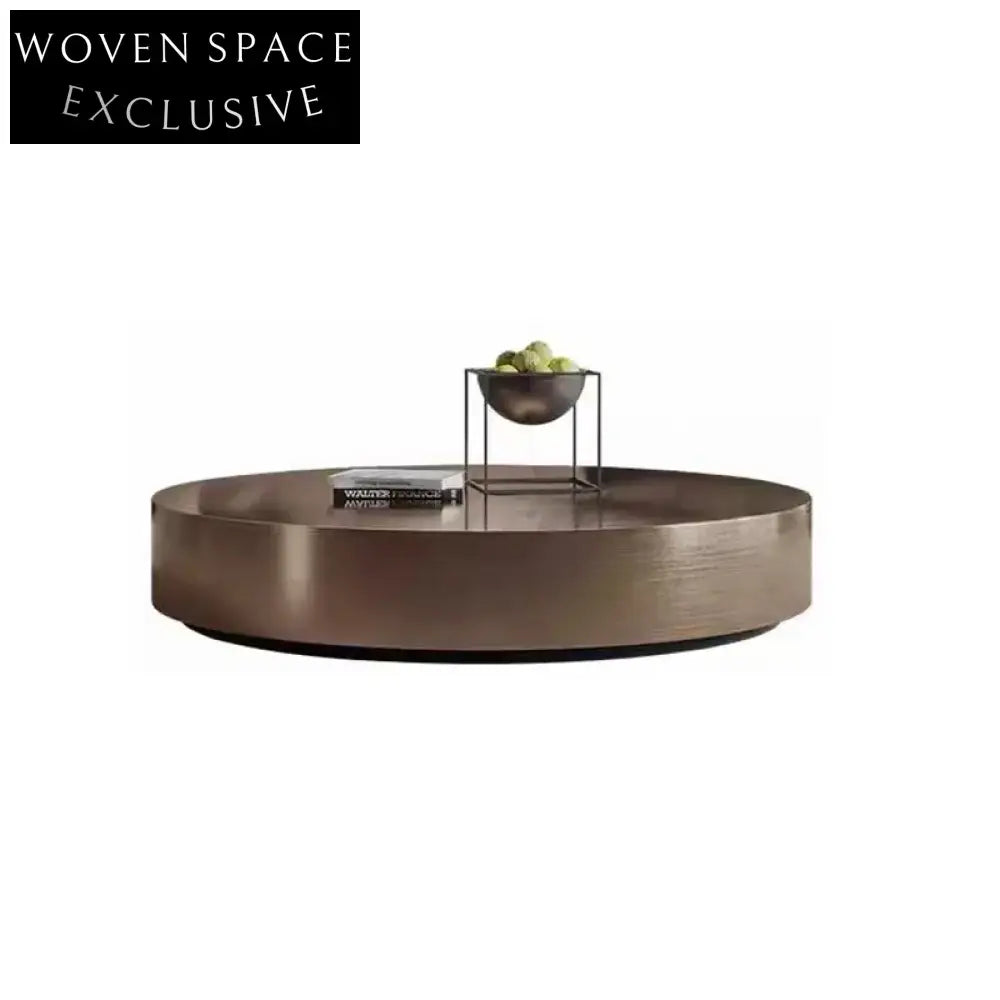 Elegant Gold Stainless Steel Round Accent Coffee Table for Modern Living Room