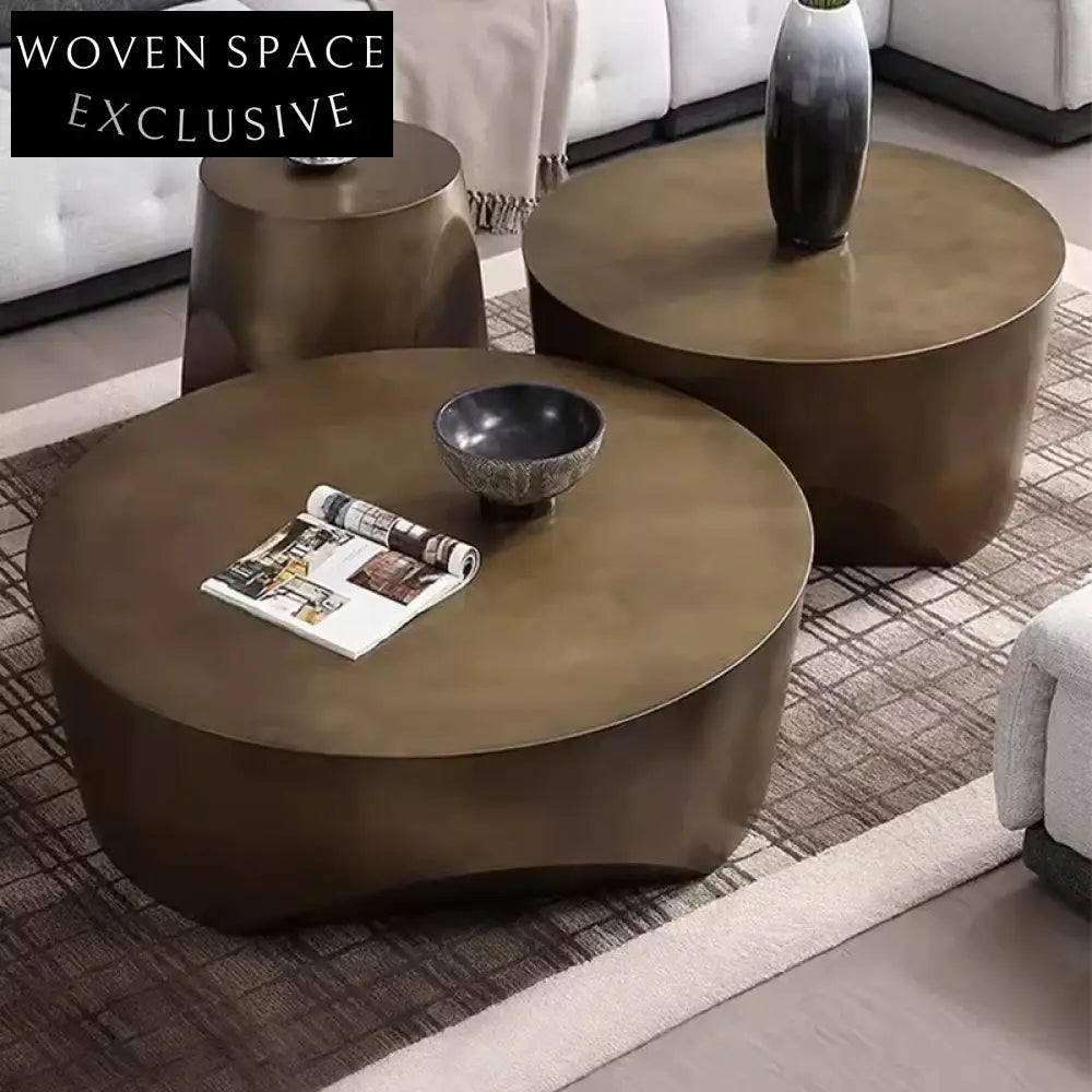 Elegant Gold Stainless Steel Round Luxury Living Room Modern Coffee Table