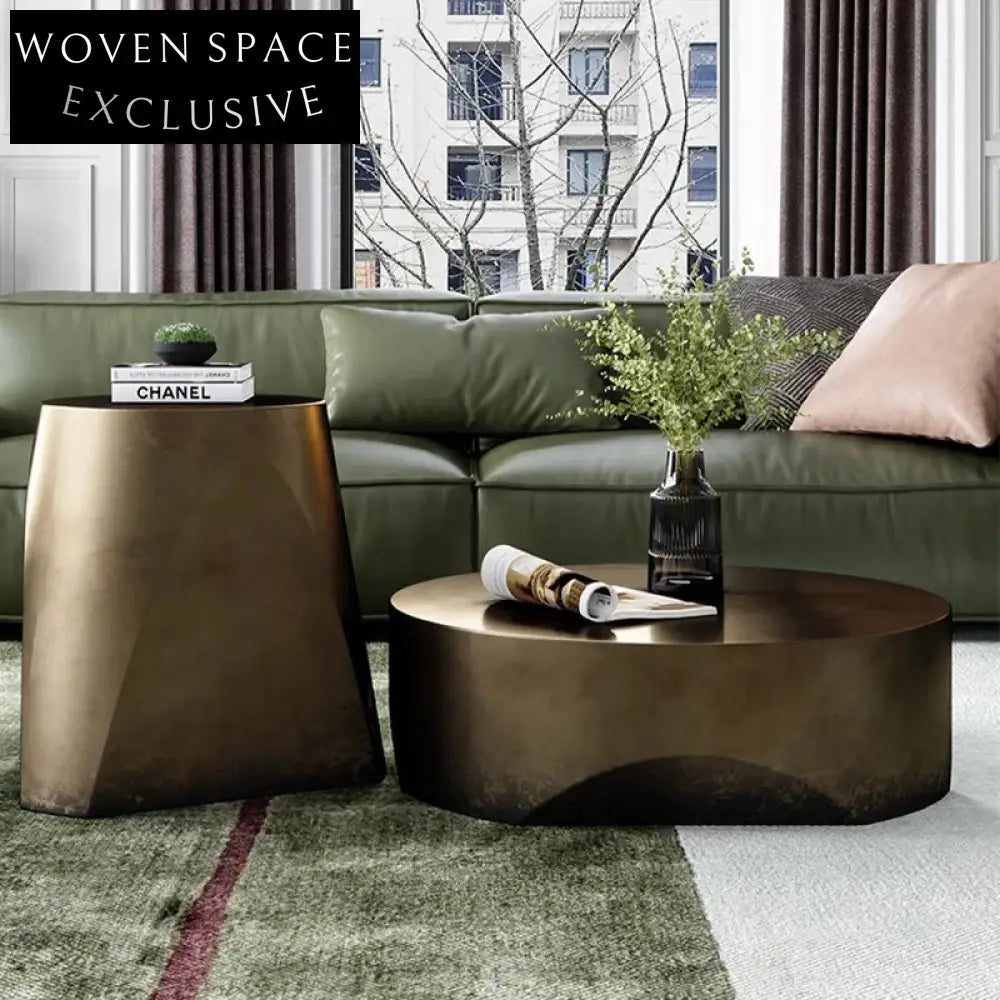 Elegant Gold Stainless Steel Round Luxury Living Room Modern Coffee Table
