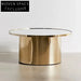 Elegant Gold Stainless Steel Round Mirror Top Coffee Table Set