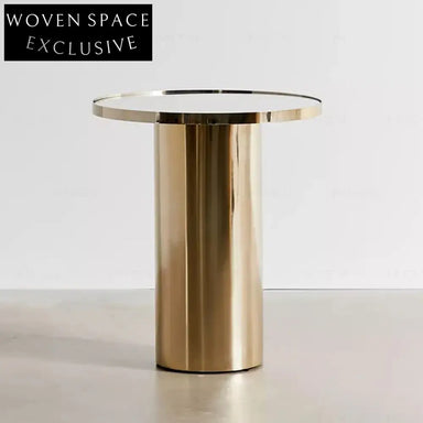 Elegant Gold Stainless Steel Round Mirror Top Coffee Table Set