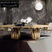 Elegant Gold Stainless Steel Round Rectangle Modern Dining Table