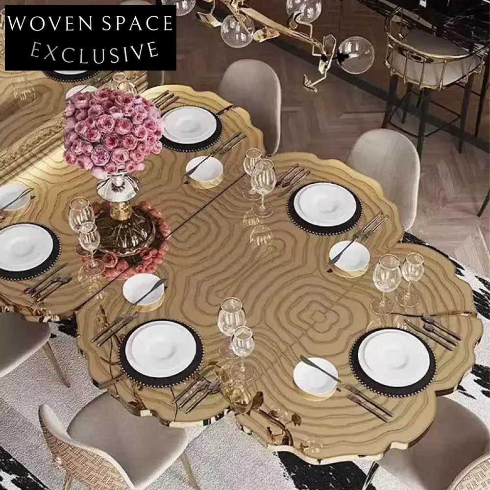 Elegant Gold Stainless Steel Round Rectangle Modern Dining Table