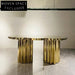 Elegant Gold Stainless Steel Round Rectangle Modern Dining Table