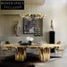 Elegant Gold Stainless Steel Round Rectangle Modern Dining Table