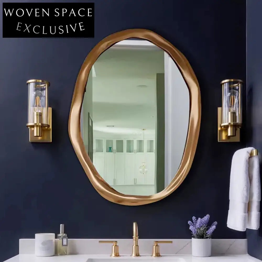 Elegant Gold Stainless Steel Round Wall Mirror for Luxury Living Room Decor