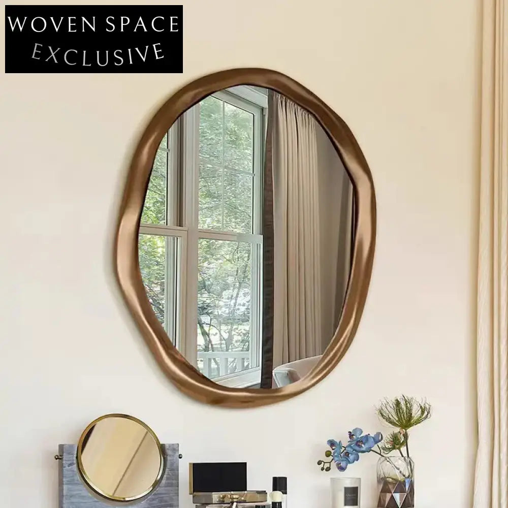 Elegant Gold Stainless Steel Round Wall Mirror for Luxury Living Room Decor