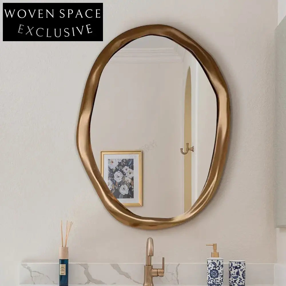 Elegant Gold Stainless Steel Round Wall Mirror for Luxury Living Room Decor