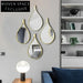 Elegant Gold Wood Frame Drop Shape Wall Mirror Modern Nordic Decorative Accent Piece