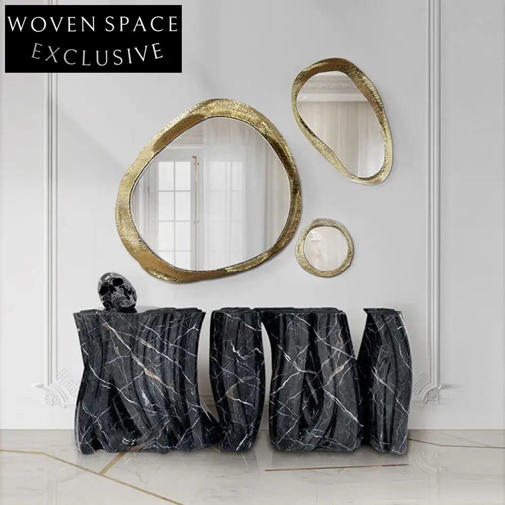 Elegant Golden Irregular Wall Mirror - Modern Decorative Accent Dressing Mirror