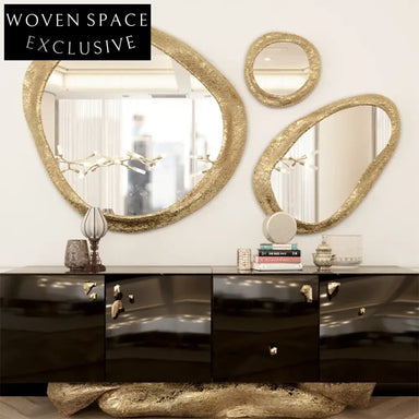 Elegant Golden Irregular Wall Mirror - Modern Decorative Accent Dressing Mirror