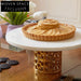 Elegant Golden Marble Decorative Cake Display Stand for Festive Events