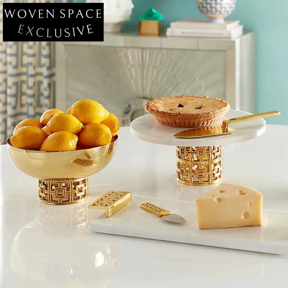 Elegant Golden Marble Decorative Cake Display Stand for Festive Events