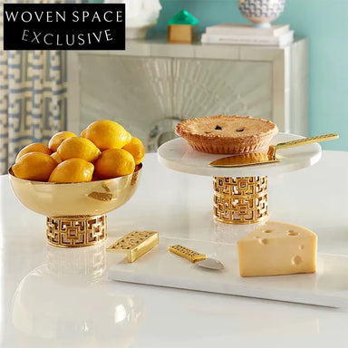 Elegant Golden Marble Decorative Cake Display Stand for Festive Events