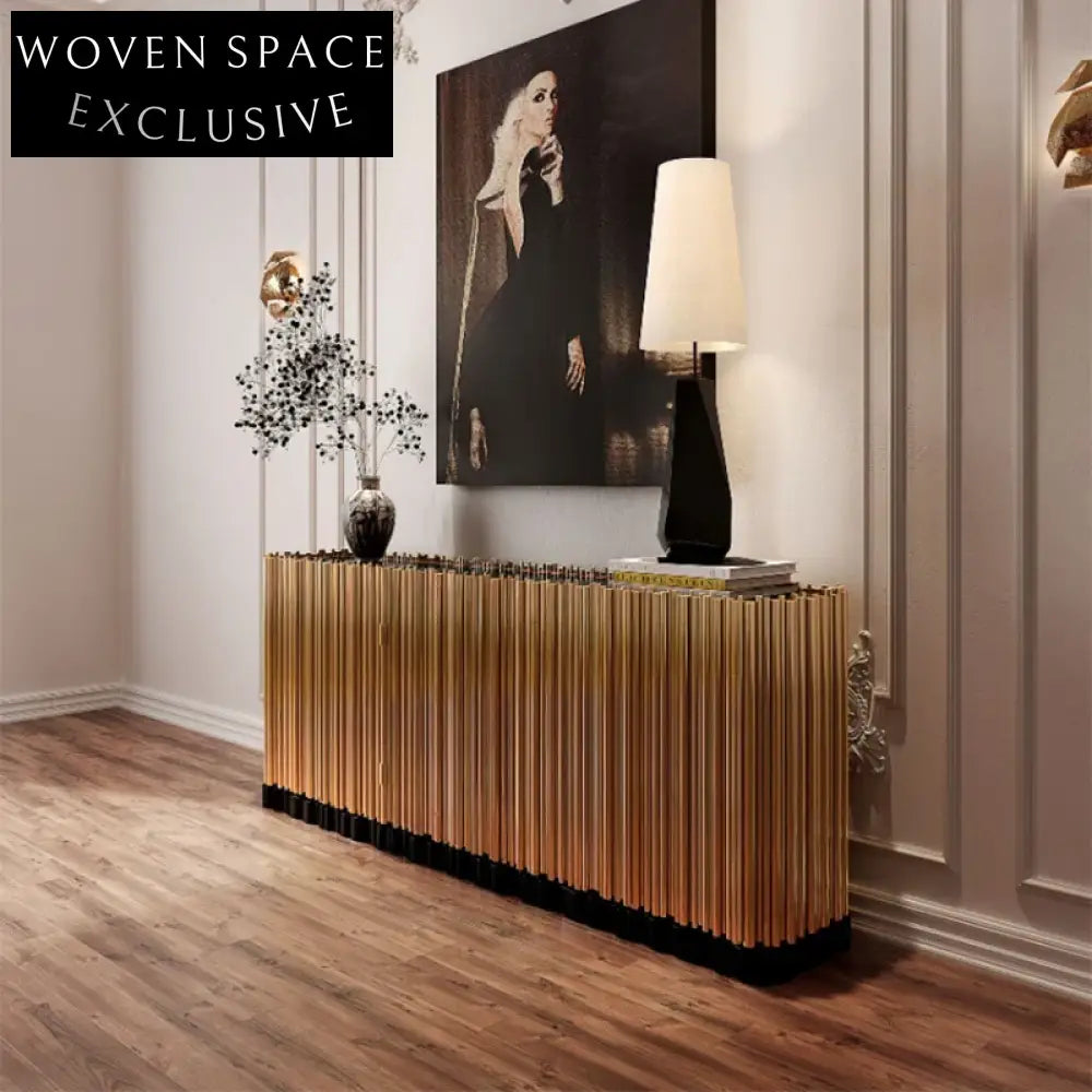 Elegant Golden Metal 4-Door Console for Modern Living Room Sideboard
