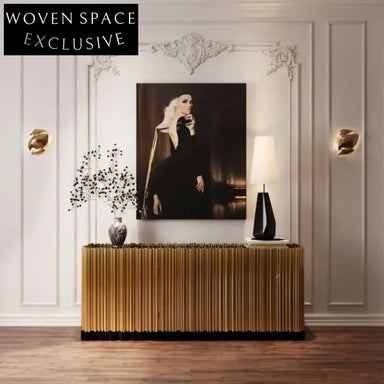 Elegant Golden Metal 4-Door Console for Modern Living Room Sideboard