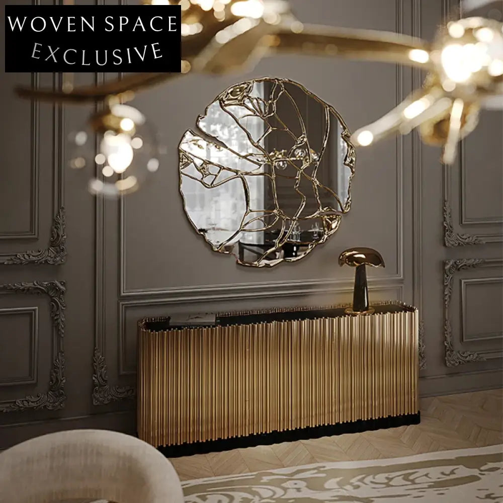 Elegant Golden Metal 4-Door Console for Modern Living Room Sideboard