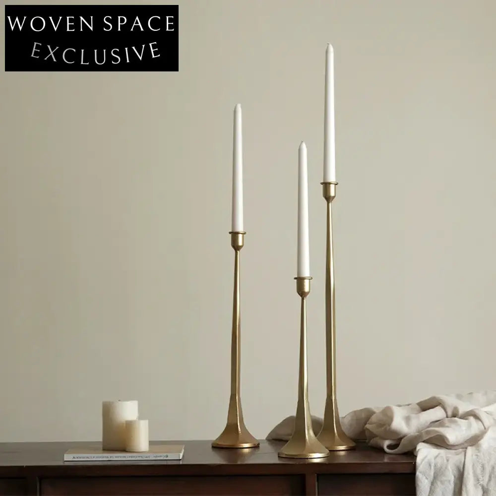 Elegant Golden Metal Home Table Decor Candle Holder Set