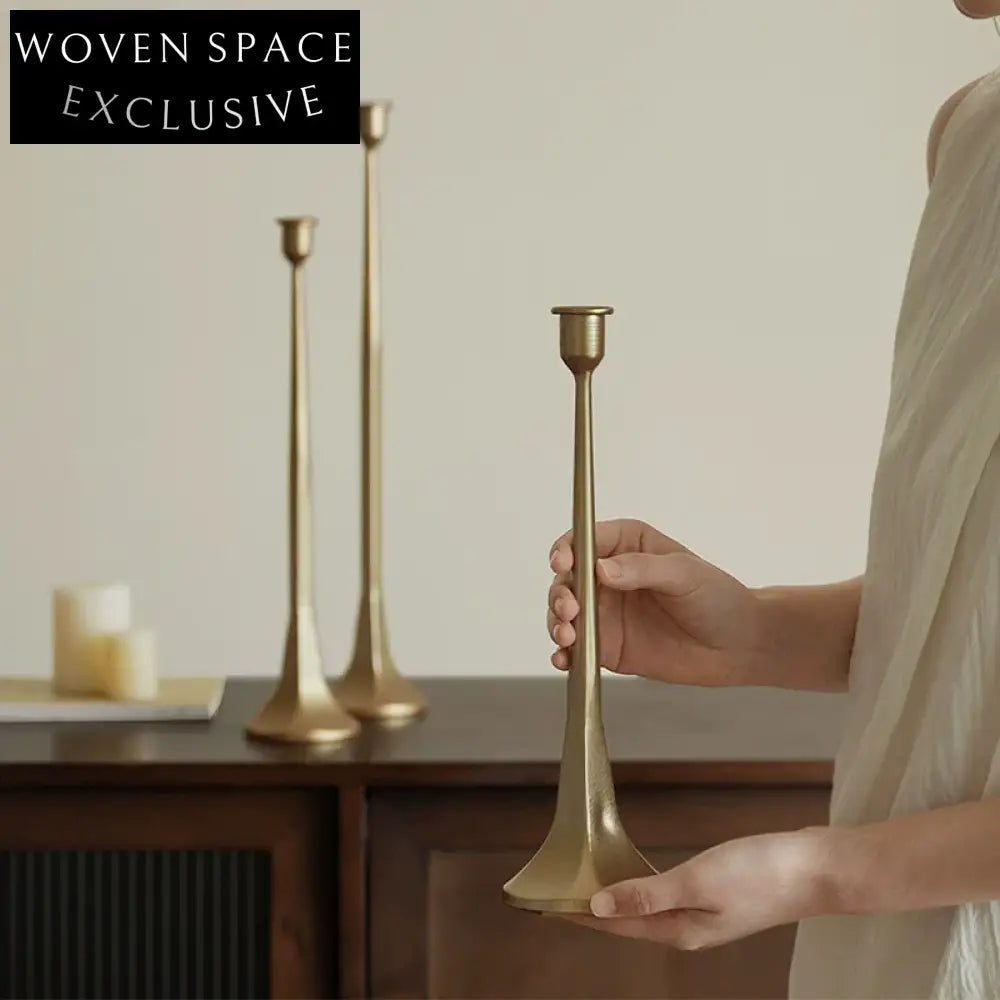 Elegant Golden Metal Home Table Decor Candle Holder Set
