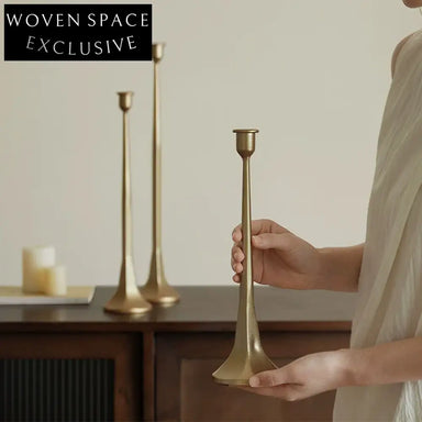Elegant Golden Metal Home Table Decor Candle Holder Set