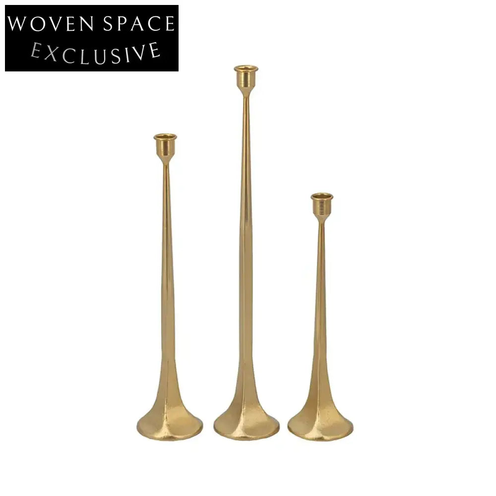 Elegant Golden Metal Home Table Decor Candle Holder Set