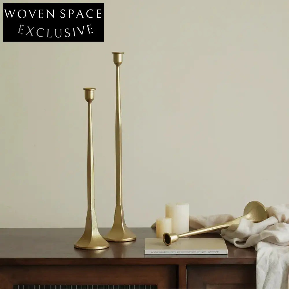 Elegant Golden Metal Home Table Decor Candle Holder Set