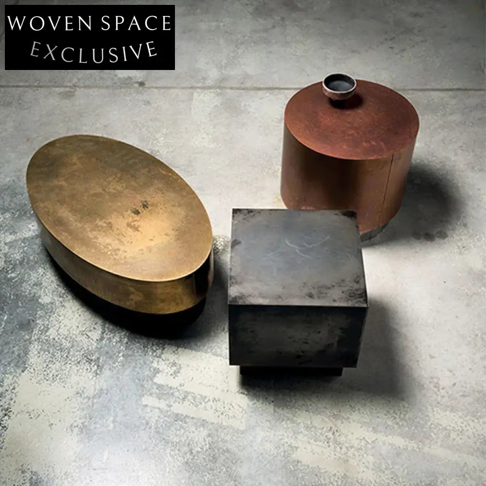 Elegant Golden Stainless Steel Modern Round Square Coffee Side Table