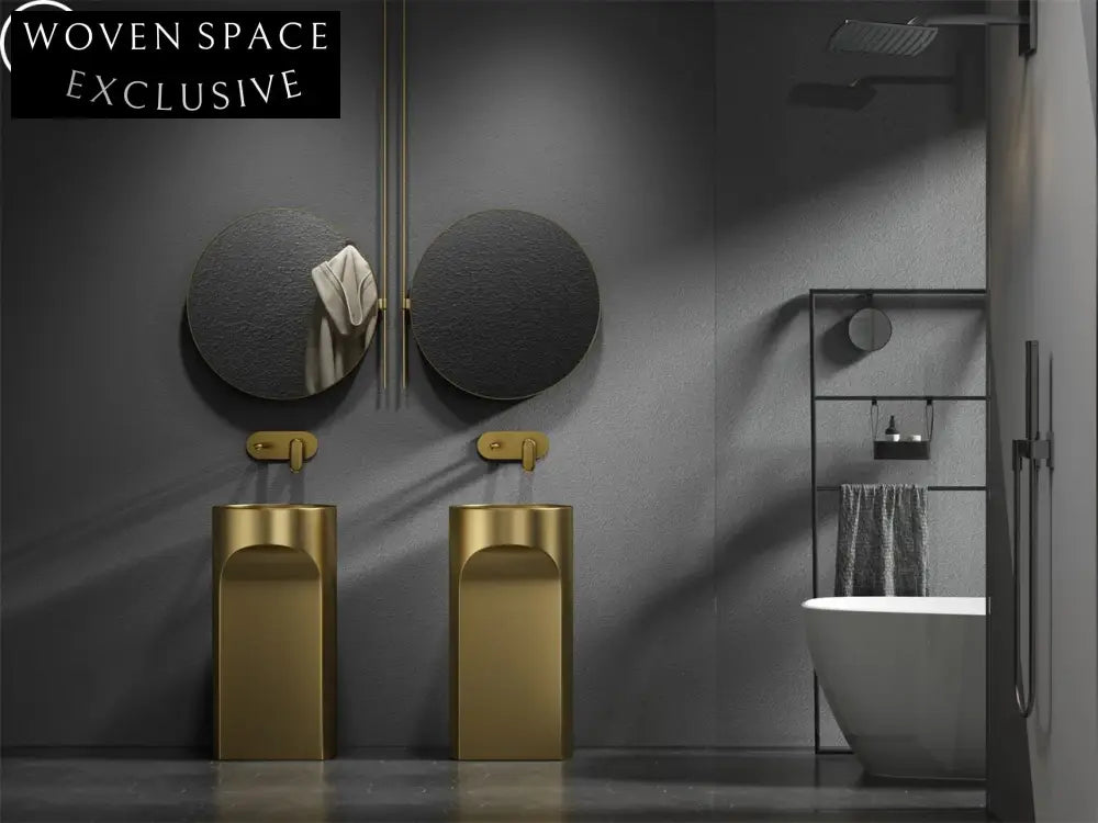 Elegant Golden Stainless Steel Pedestal Sink for Modern Bathroom Spaces