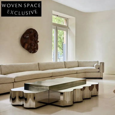 Elegant Golden Stainless Steel Rectangle Coffee and Side Table Set