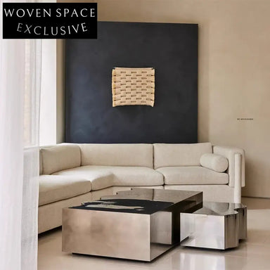 Elegant Golden Stainless Steel Rectangle Coffee and Side Table Set