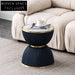 Elegant Golden Stainless Steel Round Sofa Side Table with Faux Marble Top